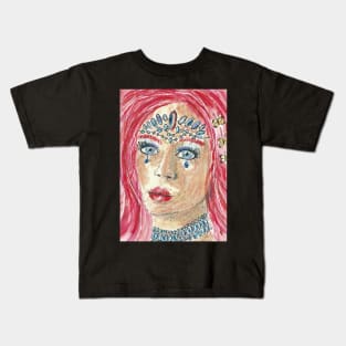 red  haired  woman  girl art Kids T-Shirt